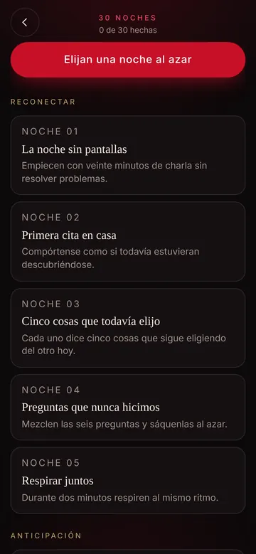 Lista de las 30 noches